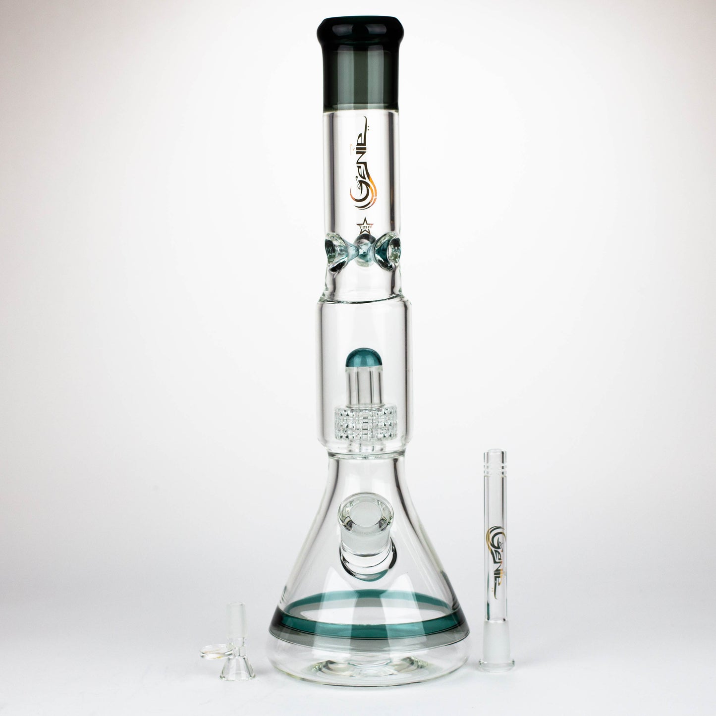GENIE | 17" Shower Head Percolator 7mm Glass Water Bongs_6