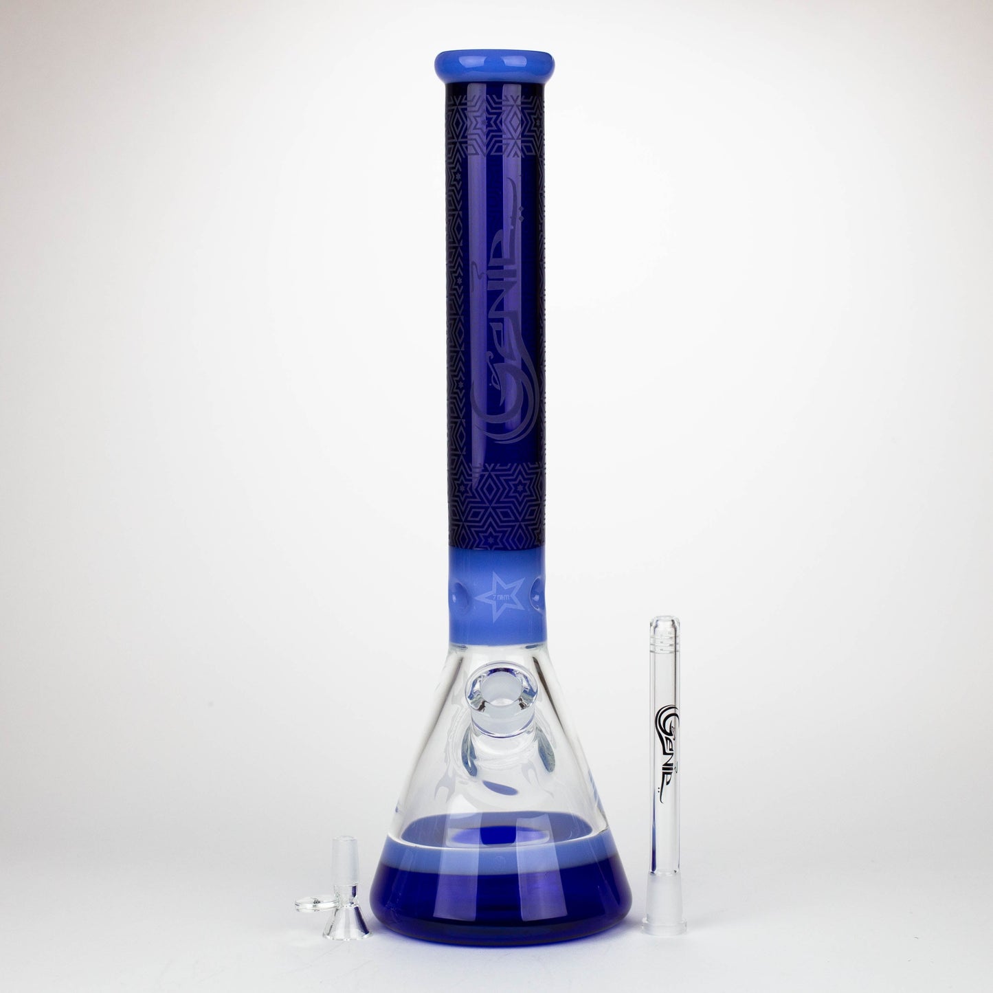 Genie | 17" Sandblasted Artwork Tube 7mm Glass Water Bong_6