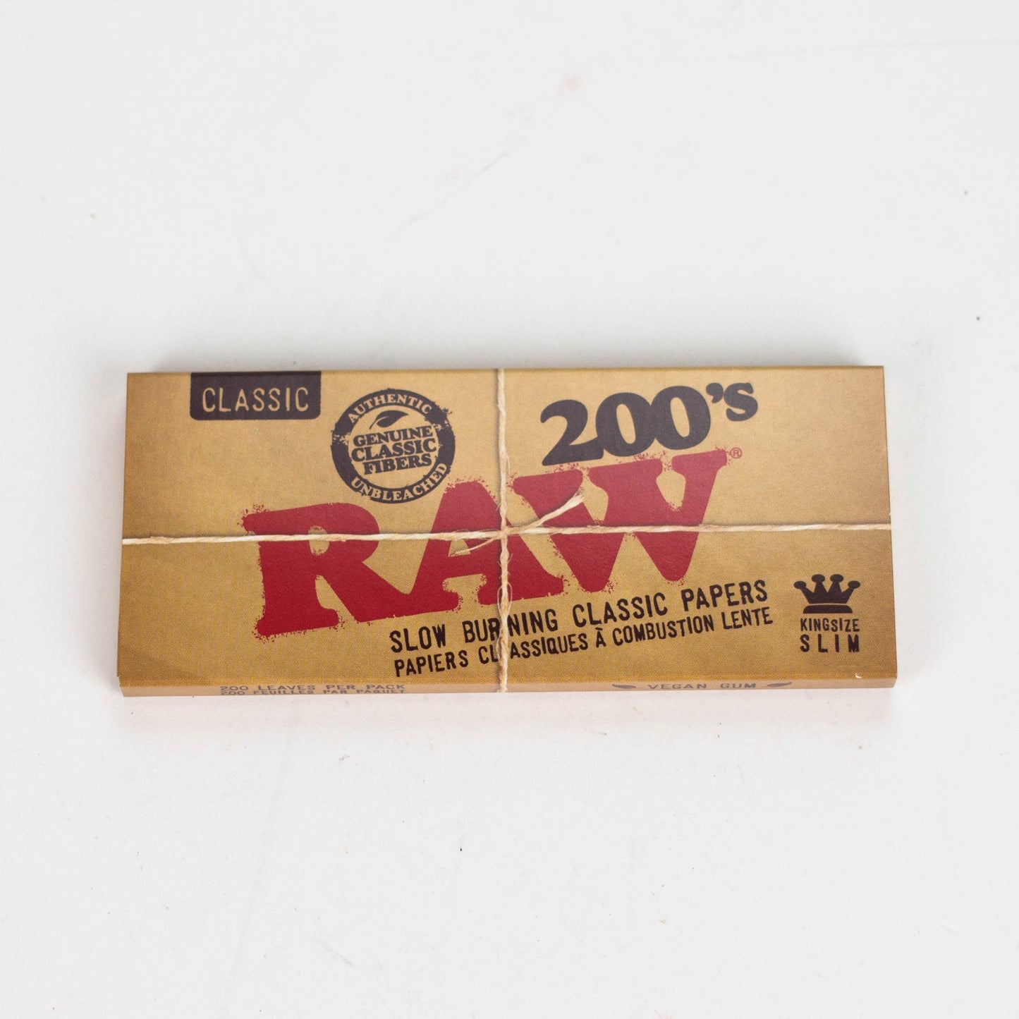 RAW 200's. Natural Unrefined King Slim Paper Box of 40_1