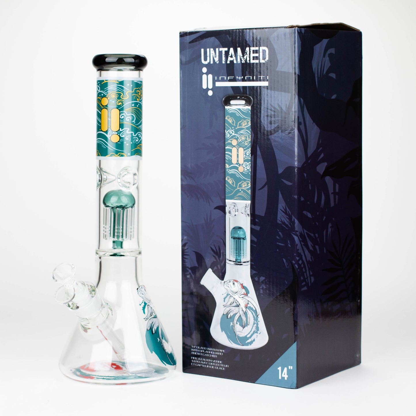 Infyniti | Untamed 14" 7 mm Classic Beaker Water Bong - Koi Fish_3