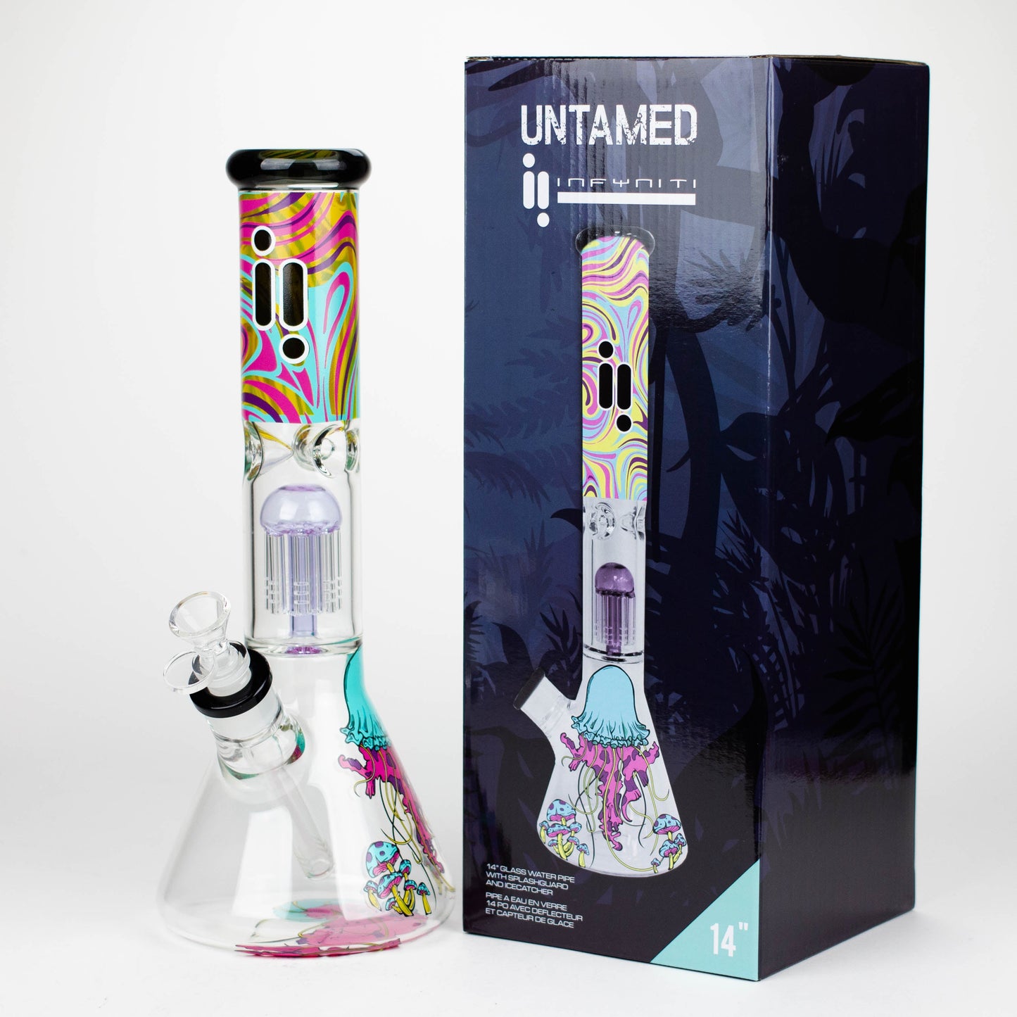 Infyniti | Untamed 14" 7 mm Classic Beaker Water Bong - Jellyfish_3