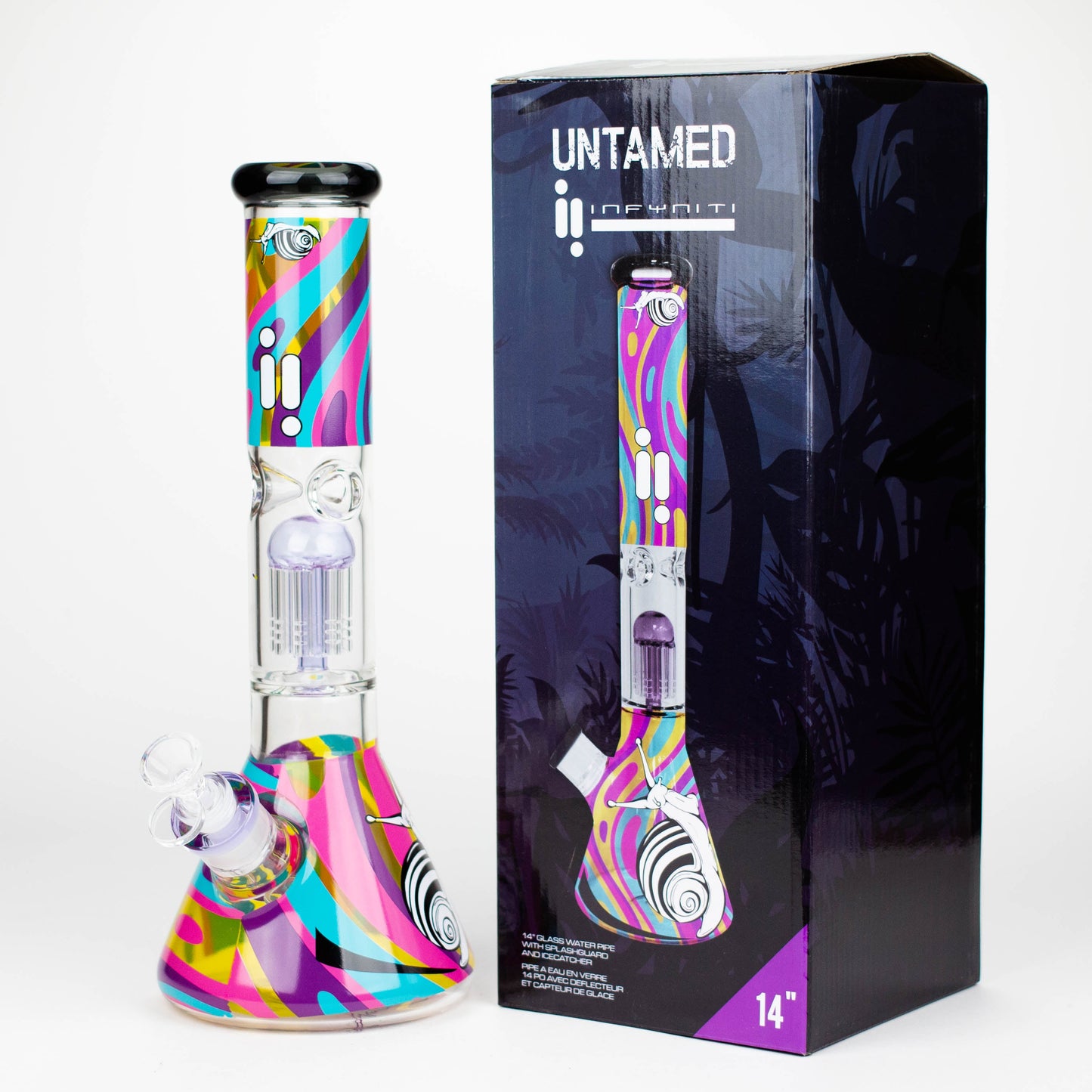 Infyniti | Untamed 14" 7 mm Classic Beaker Water Bong - Snail_3