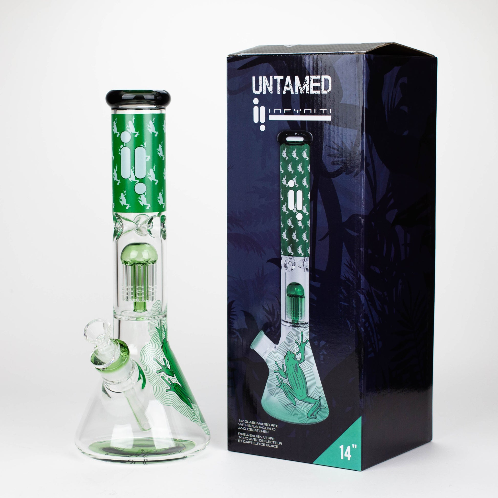 Infyniti | Untamed 14" 7 mm Classic Beaker Water Bong - Green Frog_3