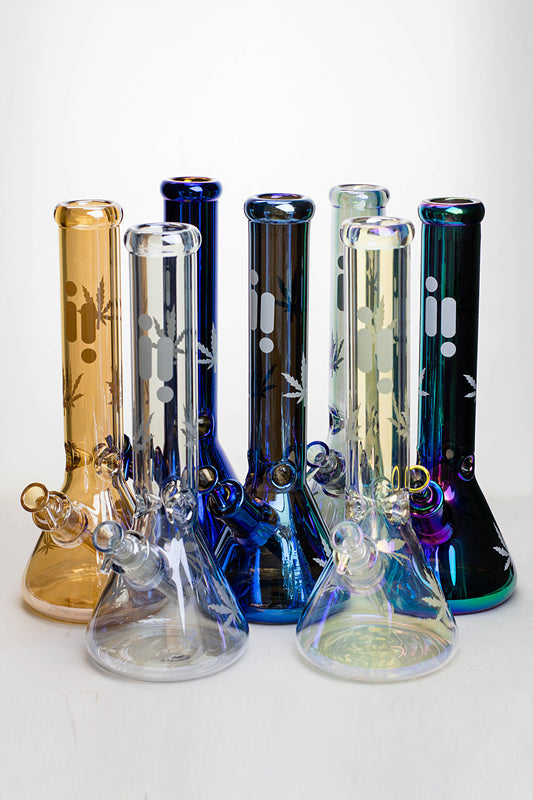 14" Infyniti Leaf 7mm Metallic Glass Water Bong_0